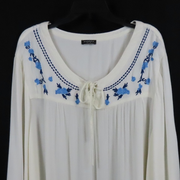 Hannah Plus Size Viscose Machine Embroidery Tunic Shirt Sz. 3X - Picture 6 of 12